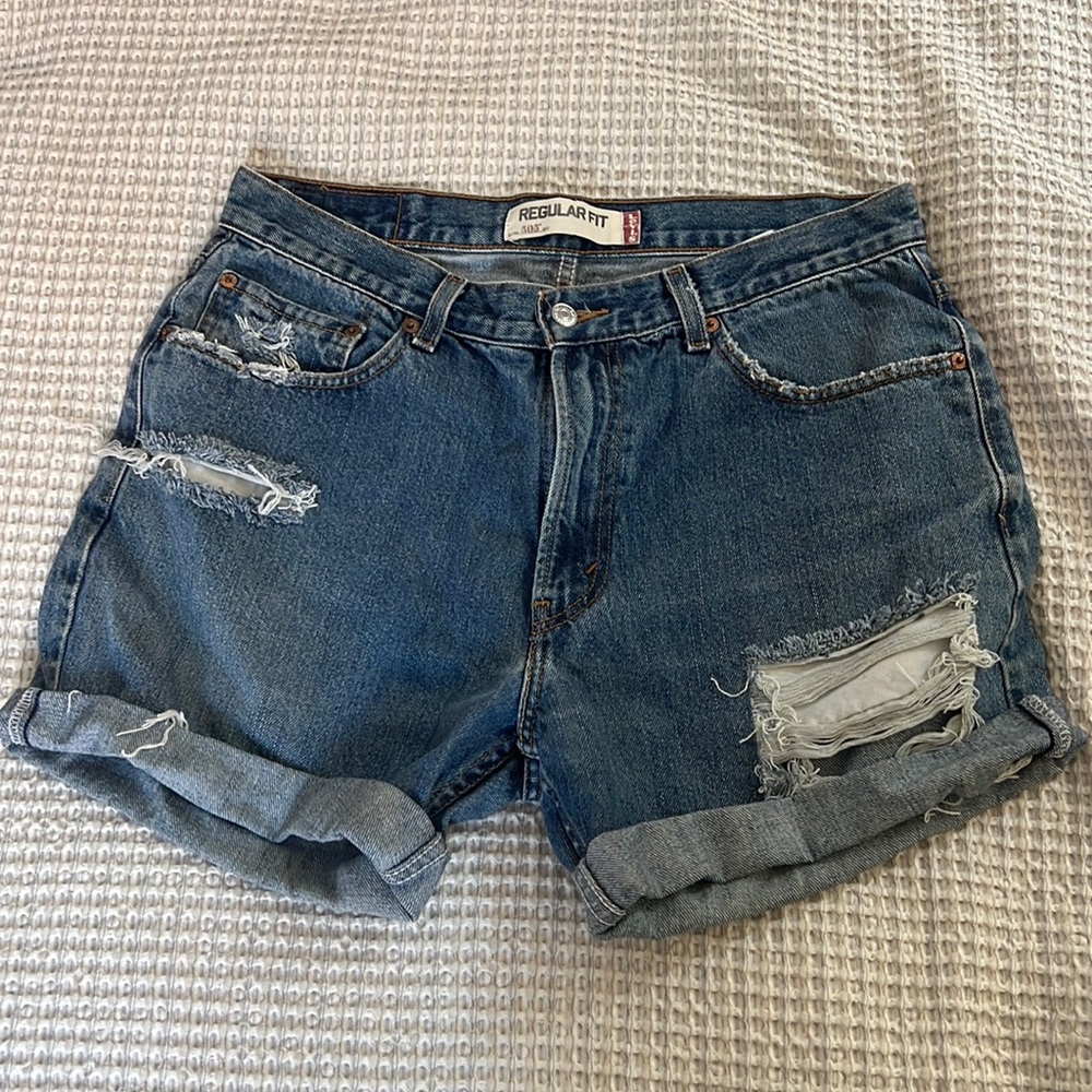 *CUSTOM* Levi Distressed Denim Shorts